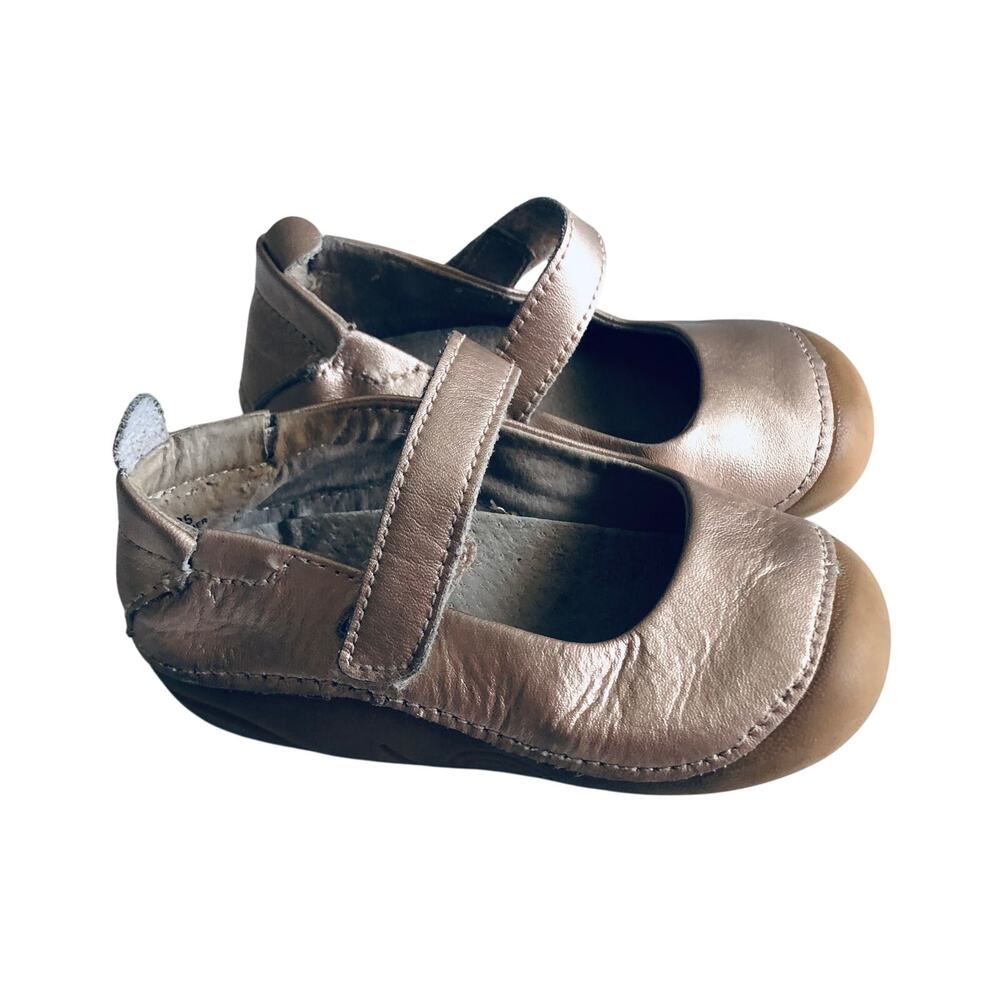 L'AMOUR 485 'Emily' Baby 7 Gold Leather Mary Jane Shoe